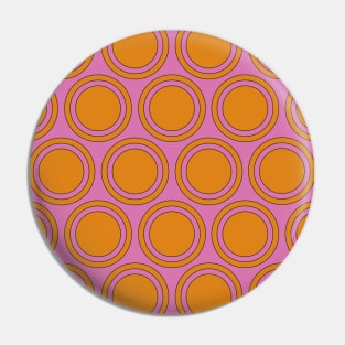 Pink Orange Geometric Circle Pattern Abstract 60s 70s Groovy Aesthetic Pin