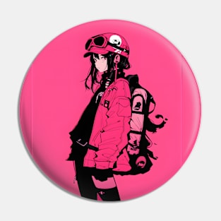 Manga Pink Anime Girl in Shonen Japanese Aesthetic Pin