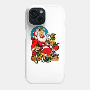 Santa Claus with his hardworking green elves Phone Case