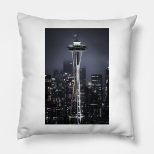 Seattle Space Needle at Night Pillow