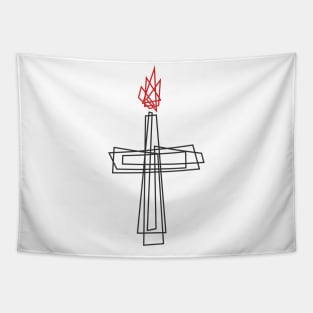 The cross of the Lord Jesus Christ and the flame of fire Tapestry