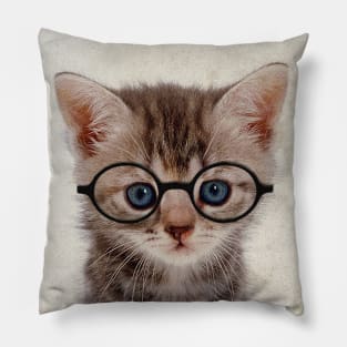 Kitten with Glasses - Print / Home Decor / Wall Art / Poster / Gift / Birthday / Cat Lover Gift / Animal print Canvas Print Pillow