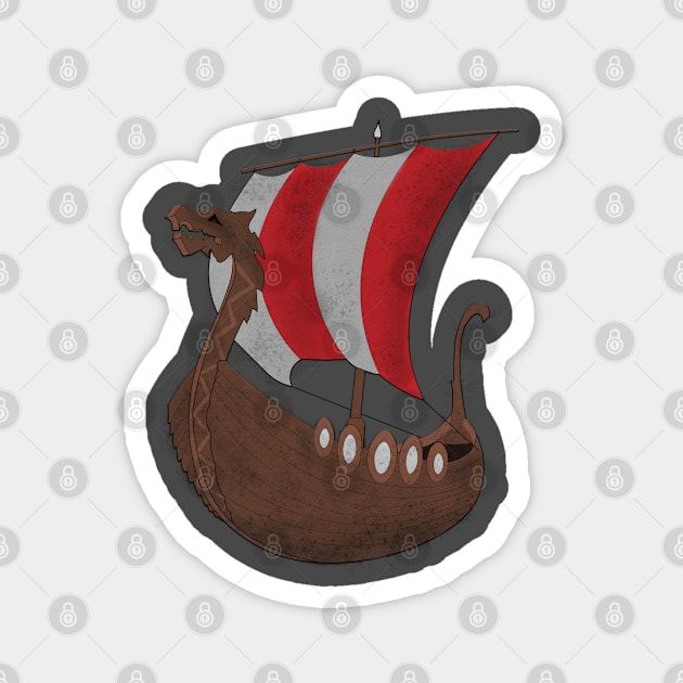 Viking Ship red Magnet by Pikolik