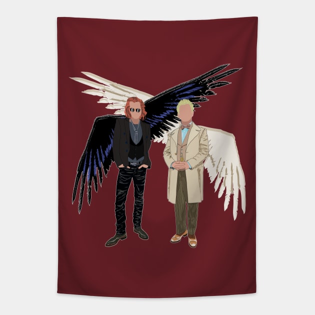 Crowley and Aziraphale Tapestry by karmadesigner