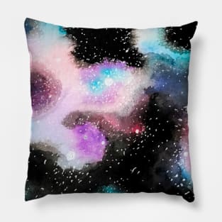 Red Star Watercolor Galaxy Pillow