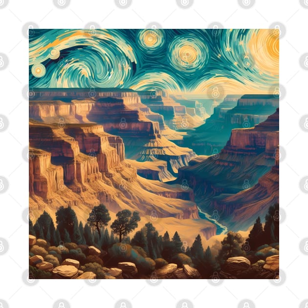 Grand Canyon National Park, USA, in the style of Vincent van Gogh's Starry Night by CreativeSparkzz