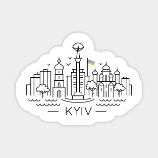 The capital of Ukraine Kyiv with Ukrainian flag Magnet