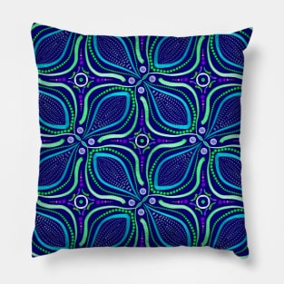 Blue Metallic Abstract Pillow