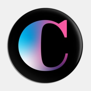 Capital Letter C Monogram Gradient Pink Blue White Pin