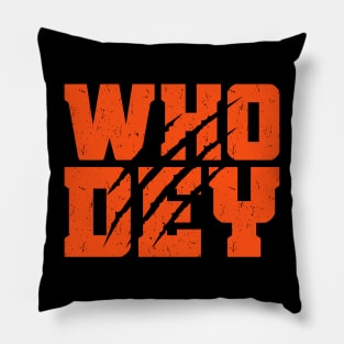 Who Dey with Tiger Scratch Pillow