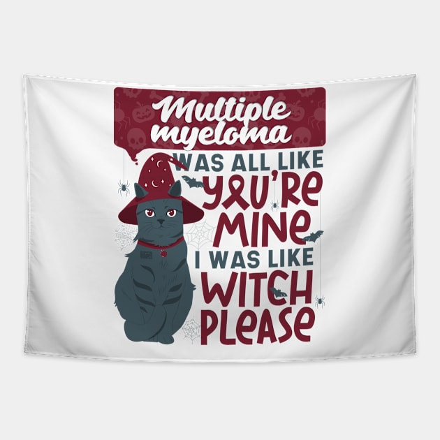 Funny Multiple Myeloma Mine Witch Please Halloween Black Cat Tapestry by porcodiseno