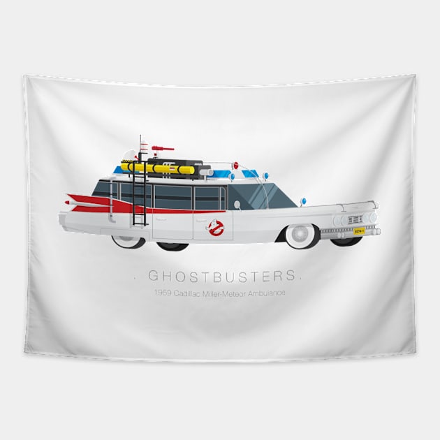 Ghostbusters - Famous Cars Tapestry by Fred Birchal