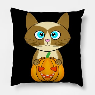 Halloween cute cat pumpkin Pillow