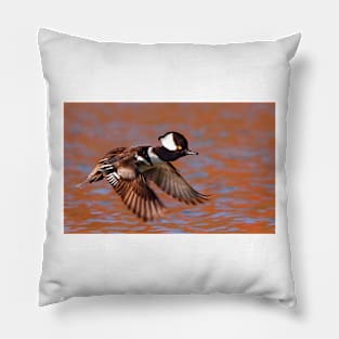 Fast Flight - Hooded Merganser Pillow