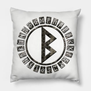 Berkana Rune and Alphabet on Birch Pillow