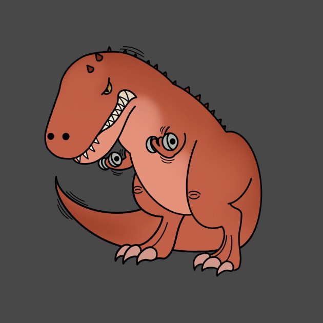 Funny T Rex lifting weights, Funny Dinosaur by dukito