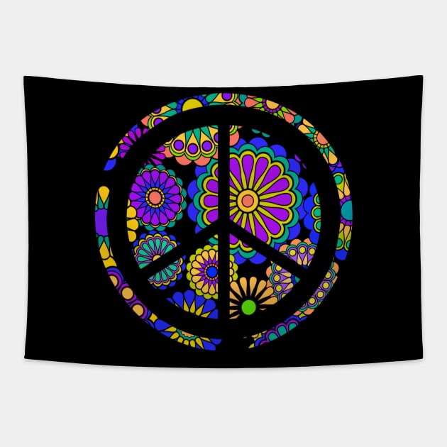 Flower Power Peace Sign Tapestry by AlondraHanley