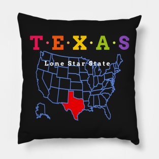 Texas, USA. Lone Star State. (With Map) Pillow