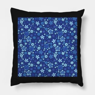 LIGHT BLUE VINTAGE FLORAL RETRO FUN Pillow