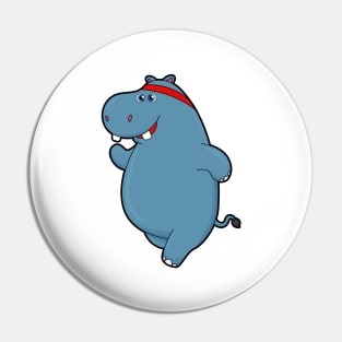 Hippo at Running with Headband Pin