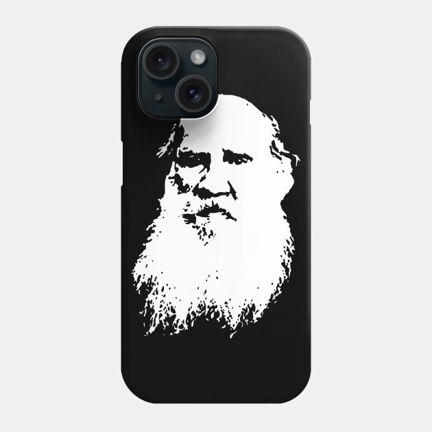 Leo Tolstoy White On Black Phone Case by Nerd_art