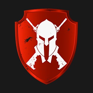 Red Spartan Helmet Shield T-Shirt