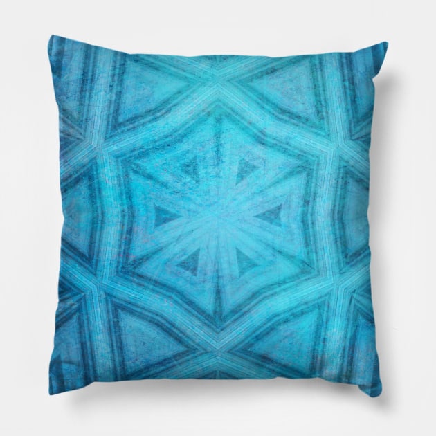 Blue textured striped kaleidoscope Pillow by hereswendy