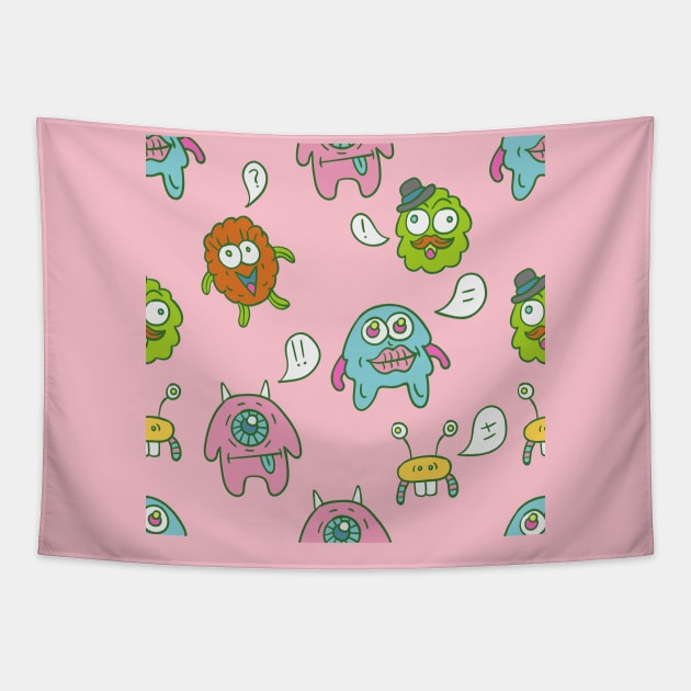 Funny Monsters Tapestry by hippyhappy