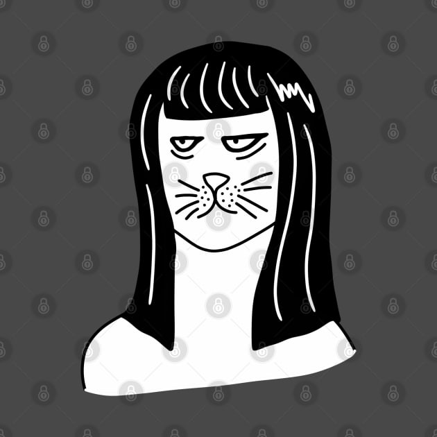 Tired Cat with Gothic Wig by Dani Draws