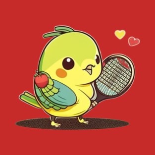 kawaiii cute parrot playing tennis T-Shirt