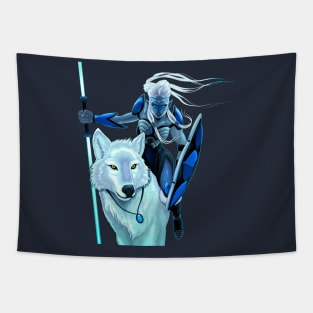 elf with white wolf Tapestry