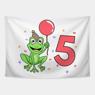 I am 5 with frog - kids birthday 5 years old Tapestry