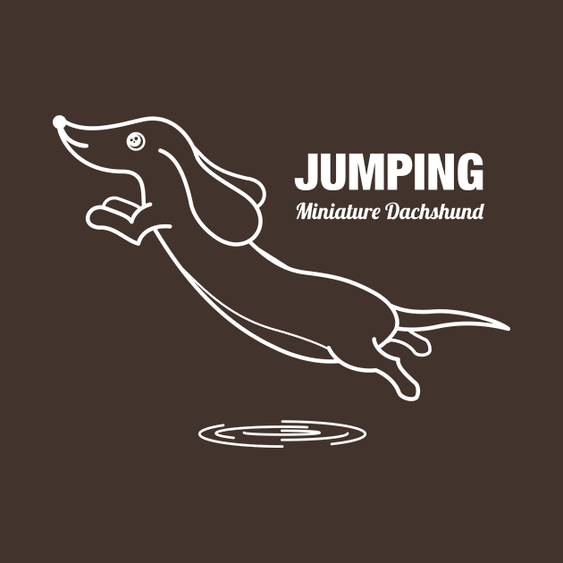 Miniature Dachshund JUMPING -White- by t-shirts-cafe