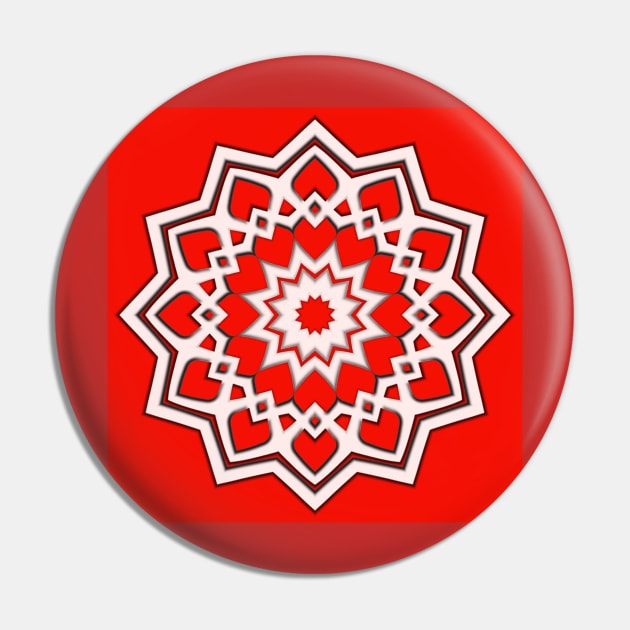 Bright Red Kaleidoscope Pattern (Seamless) 15 Pin by Swabcraft