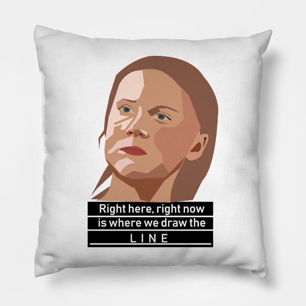 Greta Thunberg. Draw the line Pillow by HeardUWereDead