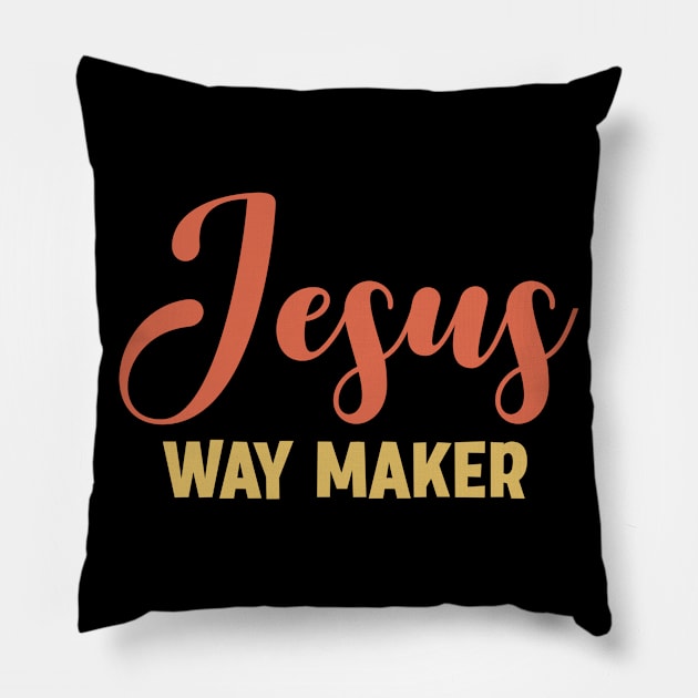 Jesus Way Maker - Christian Faith Quote Pillow by GraceFieldPrints