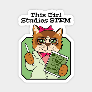 This Girl Studies STEM Cute Cat Magnet