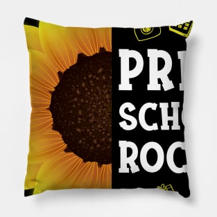 Sunflower Preschool Rocks Shirt Teacher Student Kid Back To School Pillow