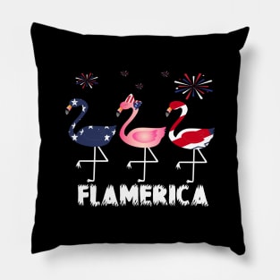 flamerica..4th of july flamingo lovers gift Pillow