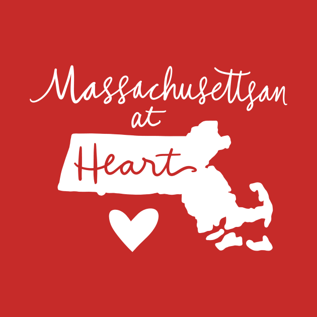 Massachusettsan At Heart: Massachusetts State Pride Calligraphy Home State Silhouette Art by Tessa McSorley