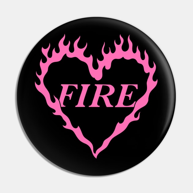 Pink Fire Heart Aesthetic Pin by Trippycollage