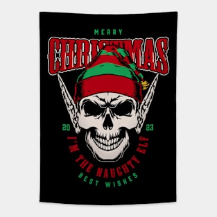 christmas elf skull Tapestry