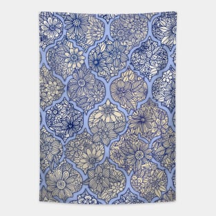 Moroccan Floral Lattice Arrangement - aqua / teal Tapestry