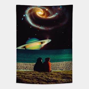 Gazing At The Universe - Space Collage, Retro Futurism, Sci-Fi Tapestry