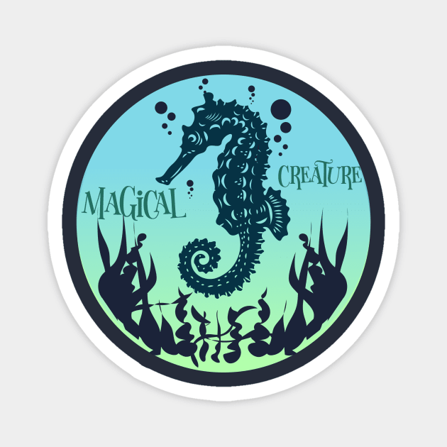 The sea once it casts its spell,  holds one in its net of wonder. Seahorse magic. Magnet by Your_wardrobe