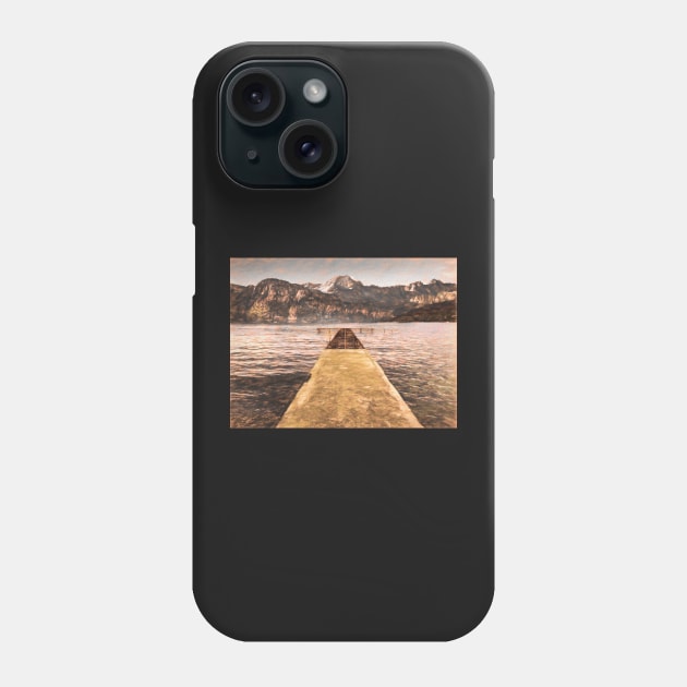 Sea jetty mountain vista Phone Case by stuartchard