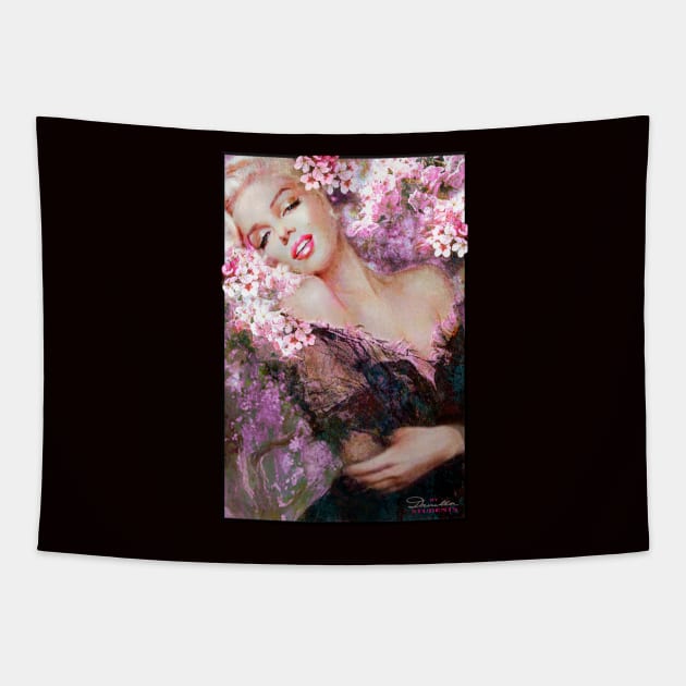 Marilyn Cherry Blossoms Pink Tapestry by Theo Danella