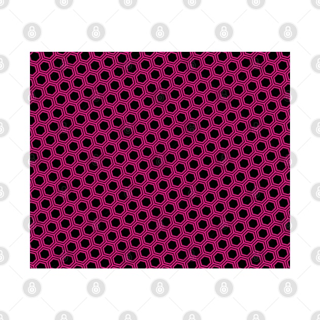 Pattern hexagonal pink on black background by la chataigne qui vole ⭐⭐⭐⭐⭐