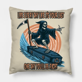 Surfing Grim Reaper Pillow