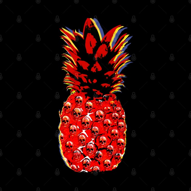 pineapple, fruit,skull, summer, tropical, by Collagedream